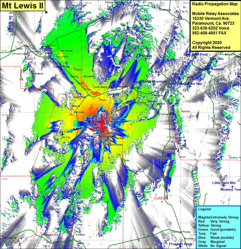 heat map radio coverage Mt Lewis II